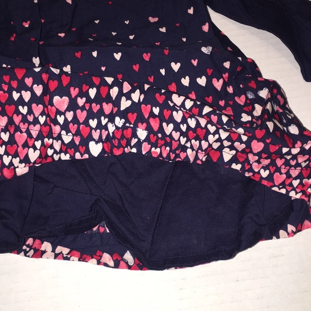 Baby Gap Navy Pink Hearts Long Sleeve Girls Dress With Bloomers Set | 12-18 M